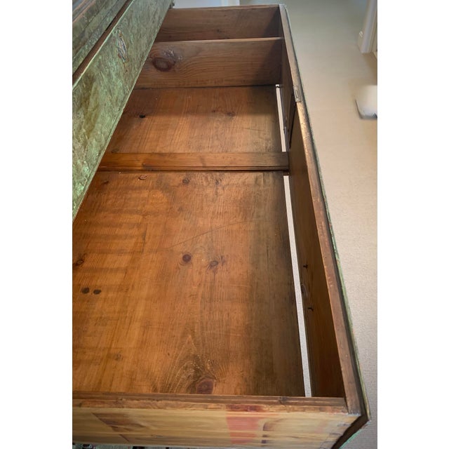 Green Early 20th Century Rustic European Green Painted Chest of Drawers For Sale - Image 8 of 18