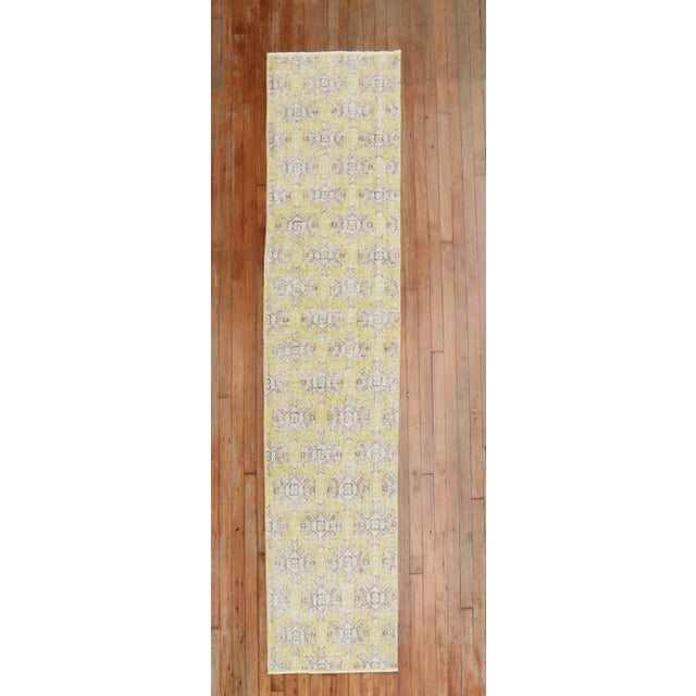 Canary Yellow Vintage Canary Yellow Turkish Runner - 2'1" x 9'2" For Sale - Image 8 of 8