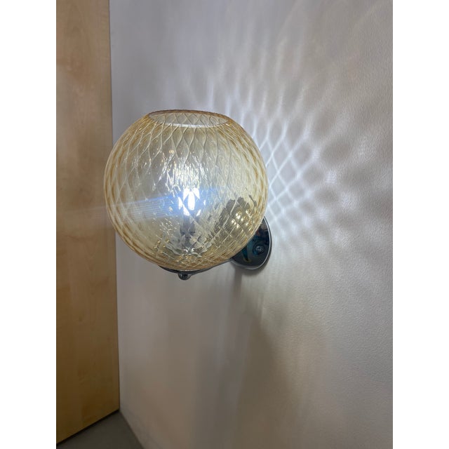 Contemporary Contemporary "Ballotton" Amber Murano Glass Wall Sconce For Sale - Image 3 of 13