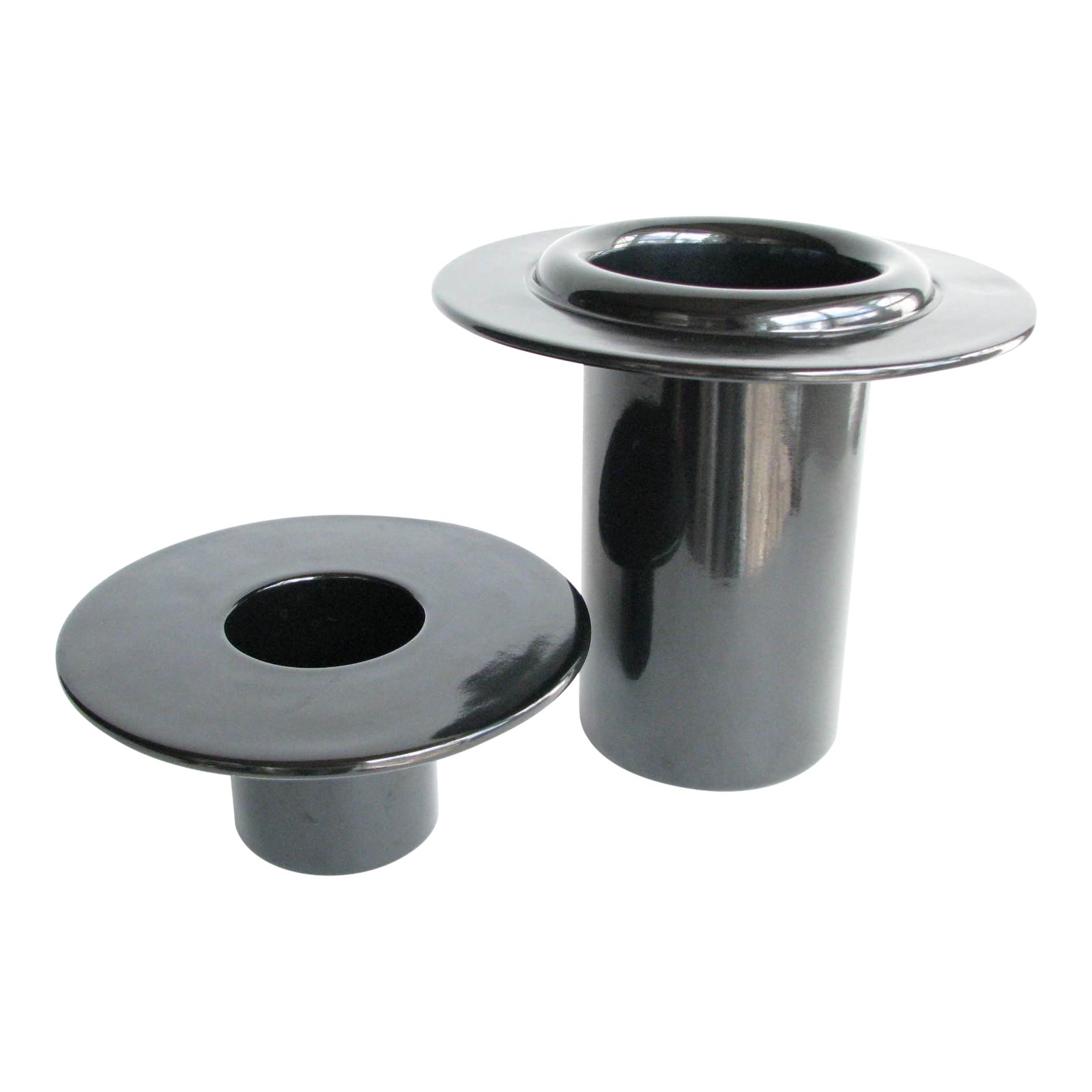 1970s Boccato Gigante Zambusi For Sicart Black Ceramic Vases Set