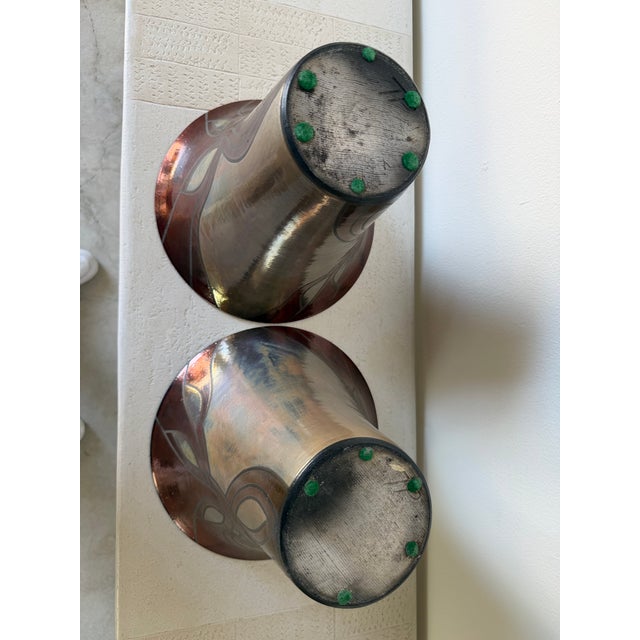 Vintage Signed t.p. Raku Pottery Vases – A Pair For Sale - Image 9 of 11