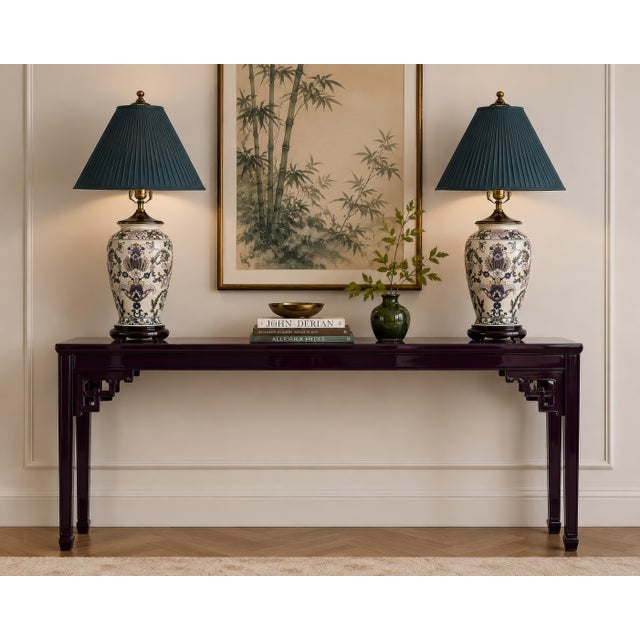 1970s Ornate Floral Ceramic Urn Table Lamps With Carved Wood Bases - a Pair For Sale - Image 6 of 13