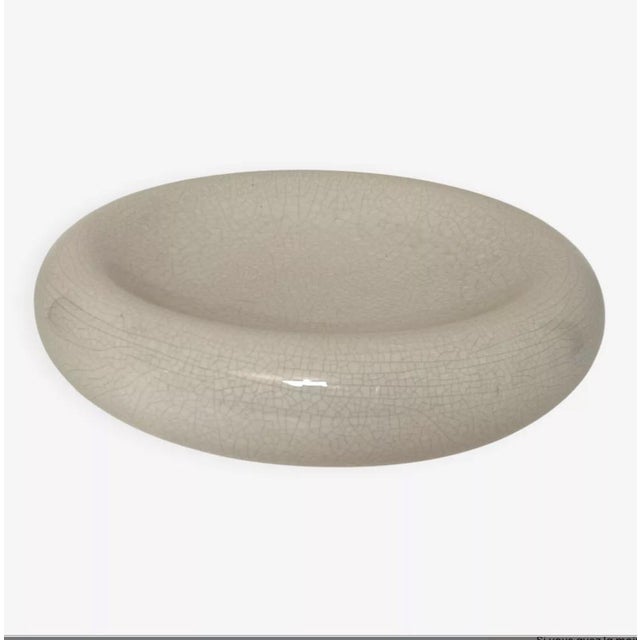 Beige Cracked Ceramic Tray or Trinket Dish, 1980 For Sale - Image 8 of 8