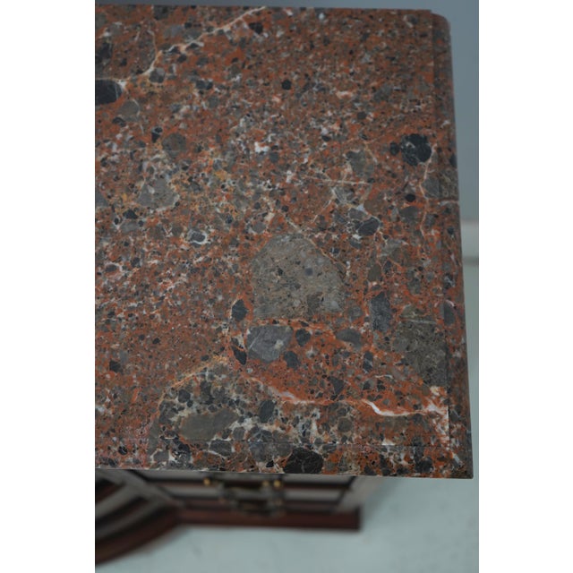 Century Cherry 12 Drawer Marble Top Server Console For Sale - Image 10 of 12