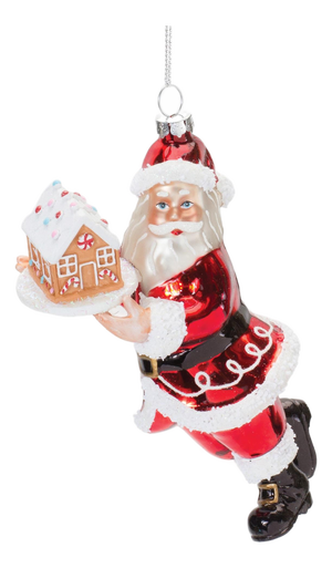 Glass Santa with Gingerbread Ornament (Set of 6)