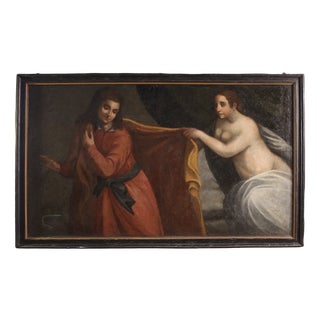 Italian Artist, Joseph and Potiphar's Wife, Nude, 1670, Oil on Canvas For Sale