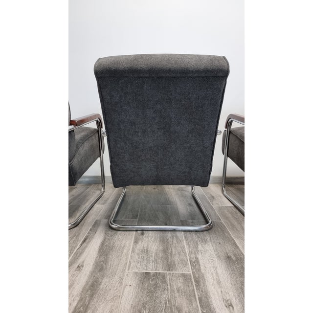 Tubular Armchair by Anton Lorenz for Ton, Set of 3 For Sale - Image 6 of 14