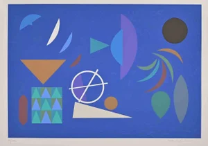 Otto Hofman, Blue Composition, Original Screen Print, 1989