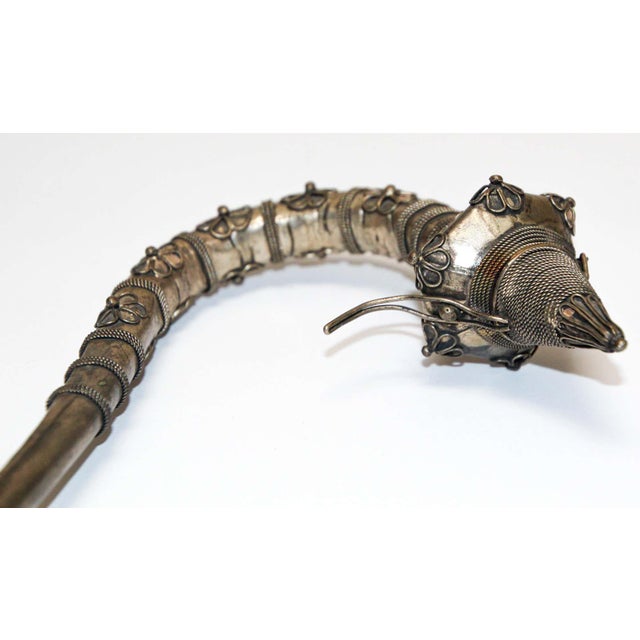 Asian Metal Filigree Opium Pipe, Silver Plate, Chinoiserie Style, 1920 For Sale In Palm Springs - Image 6 of 17