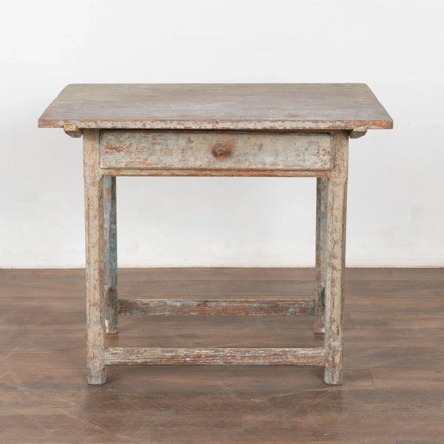 Farmhouse Original Gray Painted Pine Swedish Side Table, Circa 1820-40 For Sale - Image 3 of 11