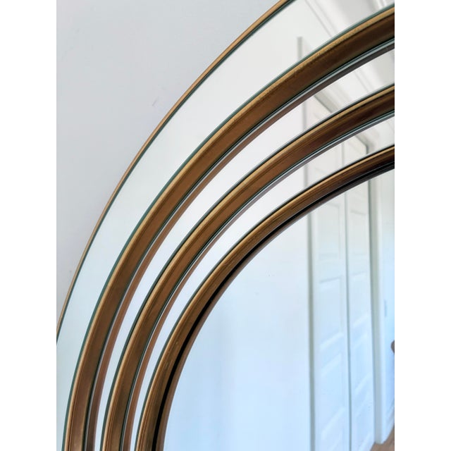 1980s Large Vintage Deknudt Arched Beveled Panel Mirror – Gold, Belgium, 1980s For Sale - Image 5 of 12