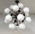 Italian sputnik chandelier with 18 matte white Murano glass globes mounted on brass frame in bronze finish / Made in Italy...