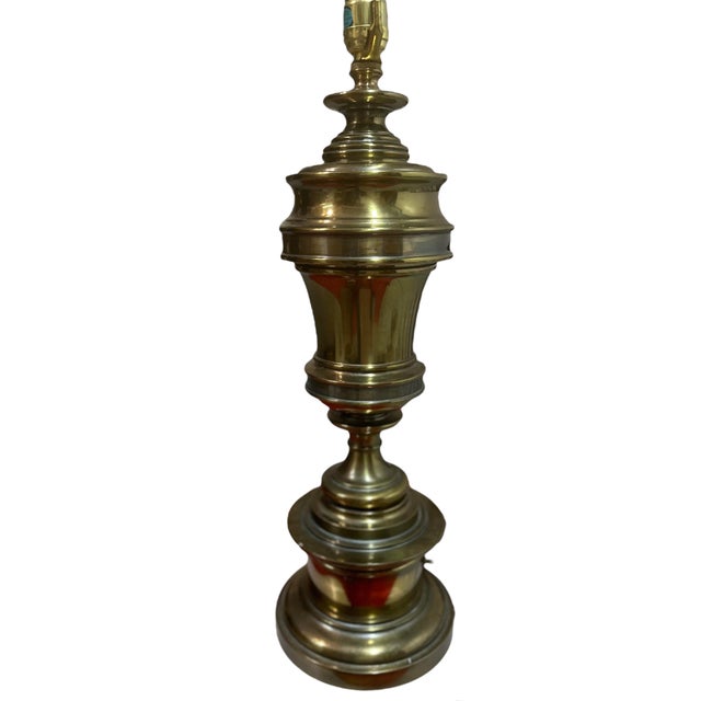 Mid-Century Stiffel Solid Brass Bronze Finish Table Lamp With Shade For Sale - Image 11 of 12