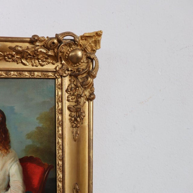 Portrait of a Young Woman with a Book, Oil Painting on Canvas, 19th Century, Framed For Sale - Image 4 of 12