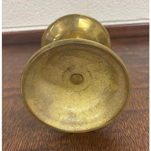 Brass Antique Brass Candlestick Chamberstick With Drip Tray For Sale - Image 8 of 8