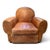 A pair of leather club chairs and ottoman from Old Hickory Tannery. Handmade in North Carolina, this bespoke trio has been...