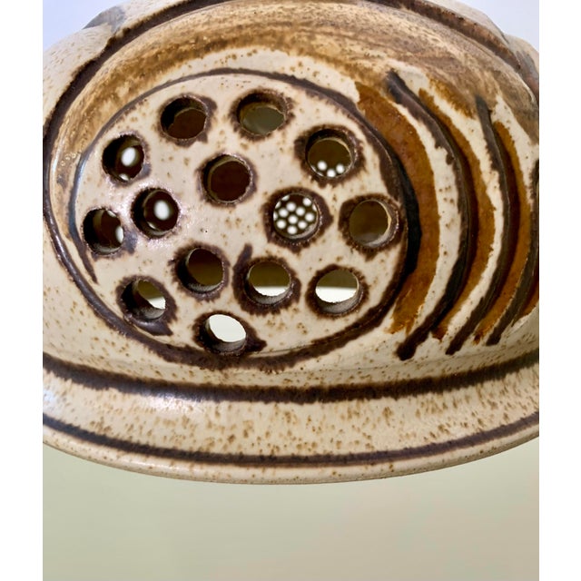 Mid-Century Modern Ceramic Pendant Flared Bowl With Bold Pattern, Denmark 1960s For Sale - Image 3 of 9