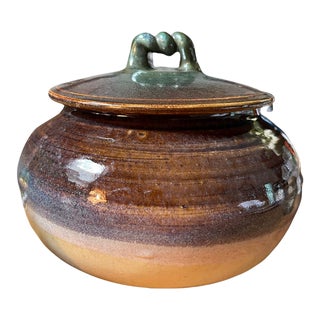 Mid 20th Century Renzo Faggioli Ombre Glazed Pot With Lid For Sale