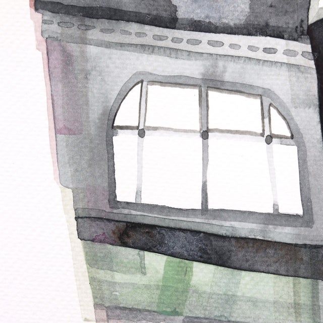 2020s Melrose Animal House - Abstract Architectural Monochromatic Watercolor Original Artwork by Maria C Bernhardsson For Sale - Image 5 of 6