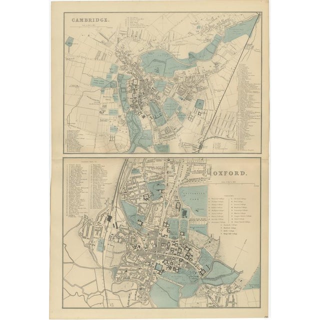 Map of Cambridge and Oxford with Victorian University City Plans, 1885 For Sale - Image 11 of 11