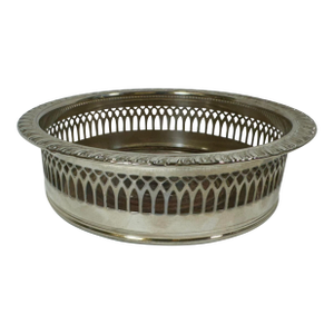 Vintage Cavalier Silver Plate Wine Coaster With Wood Bottom From England - Circa 1940