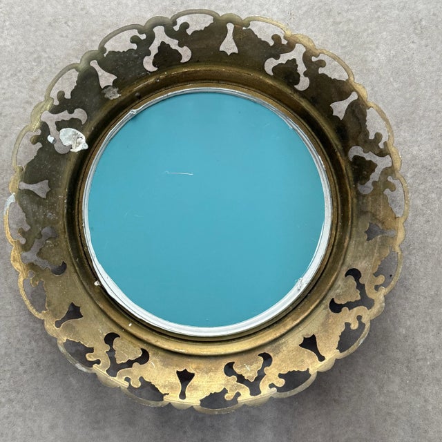 Round Brass Mirror, 1970s For Sale - Image 10 of 11