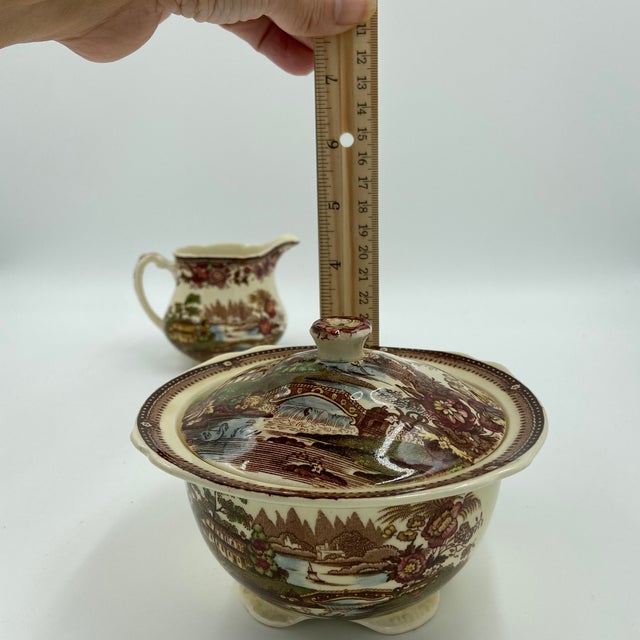 Vintage Royal Staffordshire "Tonquin" Creamer and Sugar Bowl Set by Clarice Cliff For Sale - Image 12 of 12