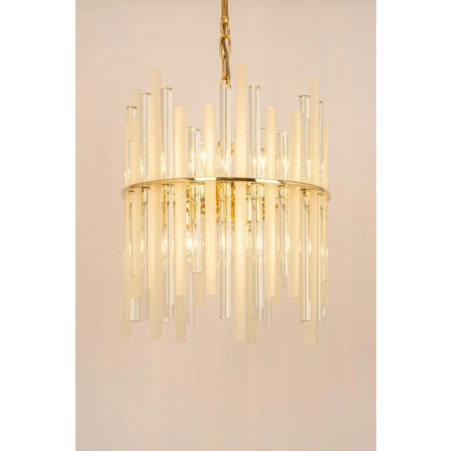 Metal Gilt Brass & Crystal Glass Rods Chandelier by C.Palme, Germany, 1970s For Sale - Image 7 of 14