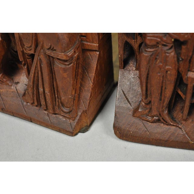Vintage Chinese Hand Carved Hard Wood Scholar Bookends by George Zee - A Pair For Sale - Image 18 of 18