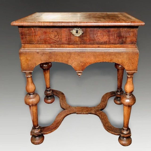 Antique William and Mary Oyster Veneered Walnut Box on Stand, 1680 For Sale - Image 6 of 9
