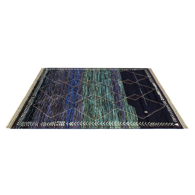 Afghan Hand-Knotted Blue Gabbeh Style Rug, 2010s For Sale - Image 6 of 7