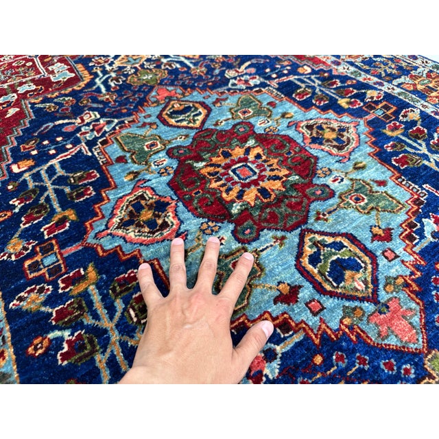Royal Blue Royal Blue Karachoph Kazak Medallion Hand-Knotted Wool Rug - 3'11" X 6'0" For Sale - Image 8 of 12