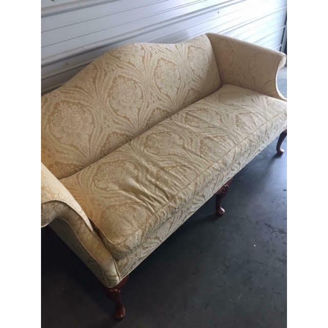 Yellow Vintage 70" Hickory Highland House Yellow Upholstered Chippendale Sofa For Sale - Image 8 of 12