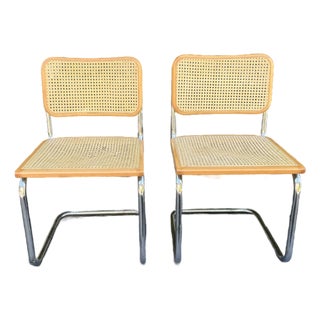 Vintage 1980s Cesca Style Chairs - A Pair in the Style of Marcel Breuer For Sale