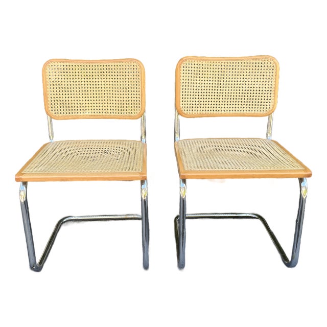 Vintage 1980s Cesca Style Chairs - A Pair in the Style of Marcel Breuer For Sale