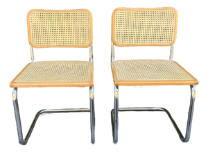 Vintage 1980s Cesca Style Chairs - A Pair in the Style of Marcel Breuer