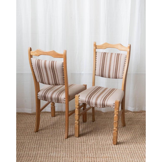 1970s Henning Kjaernfulf Style Danish Oak Dining Chairs With Wool Upholstery - Set of 6 For Sale - Image 16 of 18