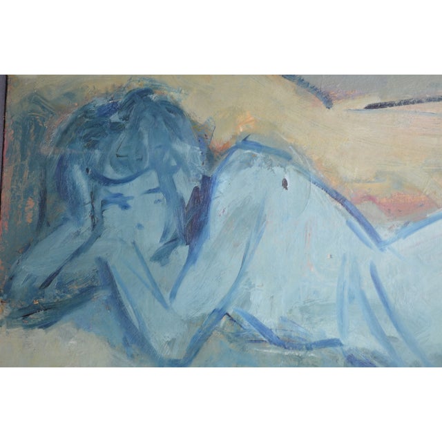 Rayuz (20th Century) “Blue Reclining Nude”, Oil on Canvas, Signed For Sale - Image 9 of 11