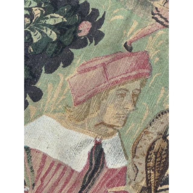 Vintage French Screenprinted Tapestry with Departure to Hunt Motif, 1970s For Sale - Image 12 of 18