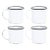 Crow Canyon Home Enamelware, Vintage 12 oz. Mugs in White with Black Rim - Set of 4 For Sale