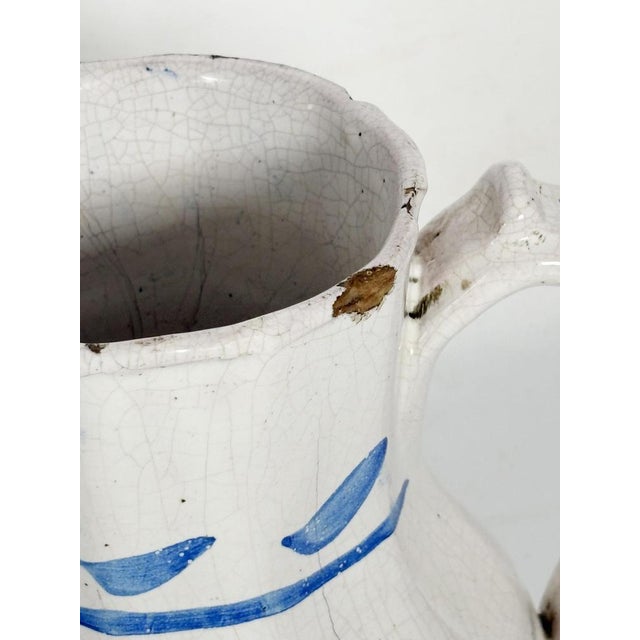 Hand-Painted Blue and White Pottery Jug, 19th Century For Sale - Image 6 of 11