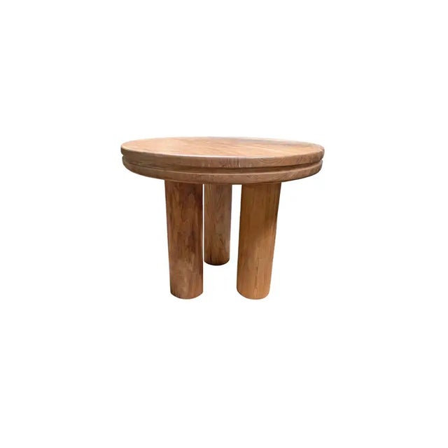 Sculptural Solid Teak Wood Round Table For Sale - Image 4 of 5