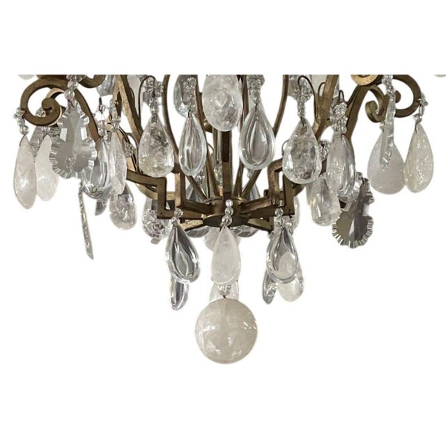 20th Century Italian Rock Crystal Chandelier With Eight Lights For Sale - Image 4 of 5
