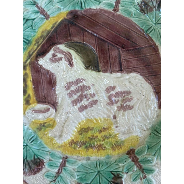 Victorian Era Majolica Dog Plates Arsenal Pottery Set of Three (3) For Sale - Image 6 of 12