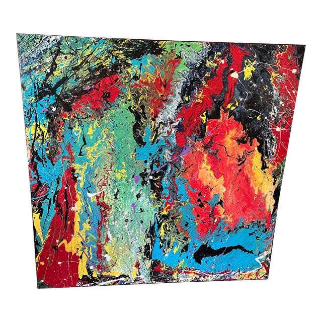 Motivated Seller: Vintage Abstract Expressionist Acrylic Painting For Sale