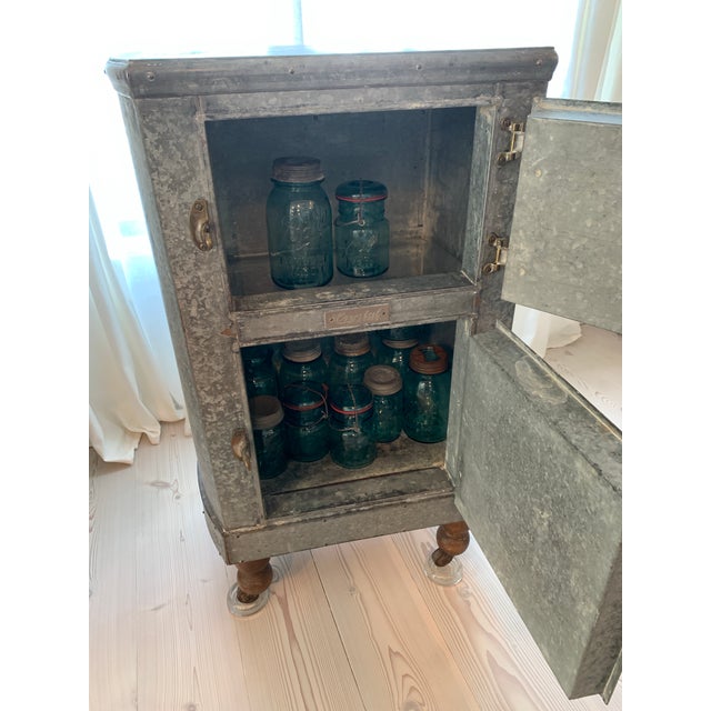 Metal Antique Farmhouse Galvanized Zinc Ice Box For Sale - Image 7 of 12