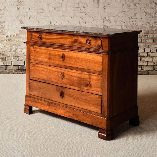 French 19th Century French Walnut Chest of Drawers With Marble Top For Sale - Image 3 of 14