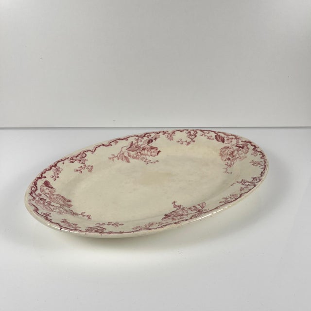 Large oval platter, KG Lunéville, ironstone, "Fontainebleau" pattern, pink, 19th century Dimensions: 36 x 25 cm Height: 4...