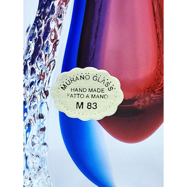 Mid-Century Murano Sommerso Textured Glass Vase by Alessandro Mandruzzato For Sale - Image 10 of 12