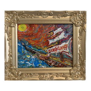 Serg Graff Original “Needleton” Acrylic Ship Painting | Gold Frame | Nautical
